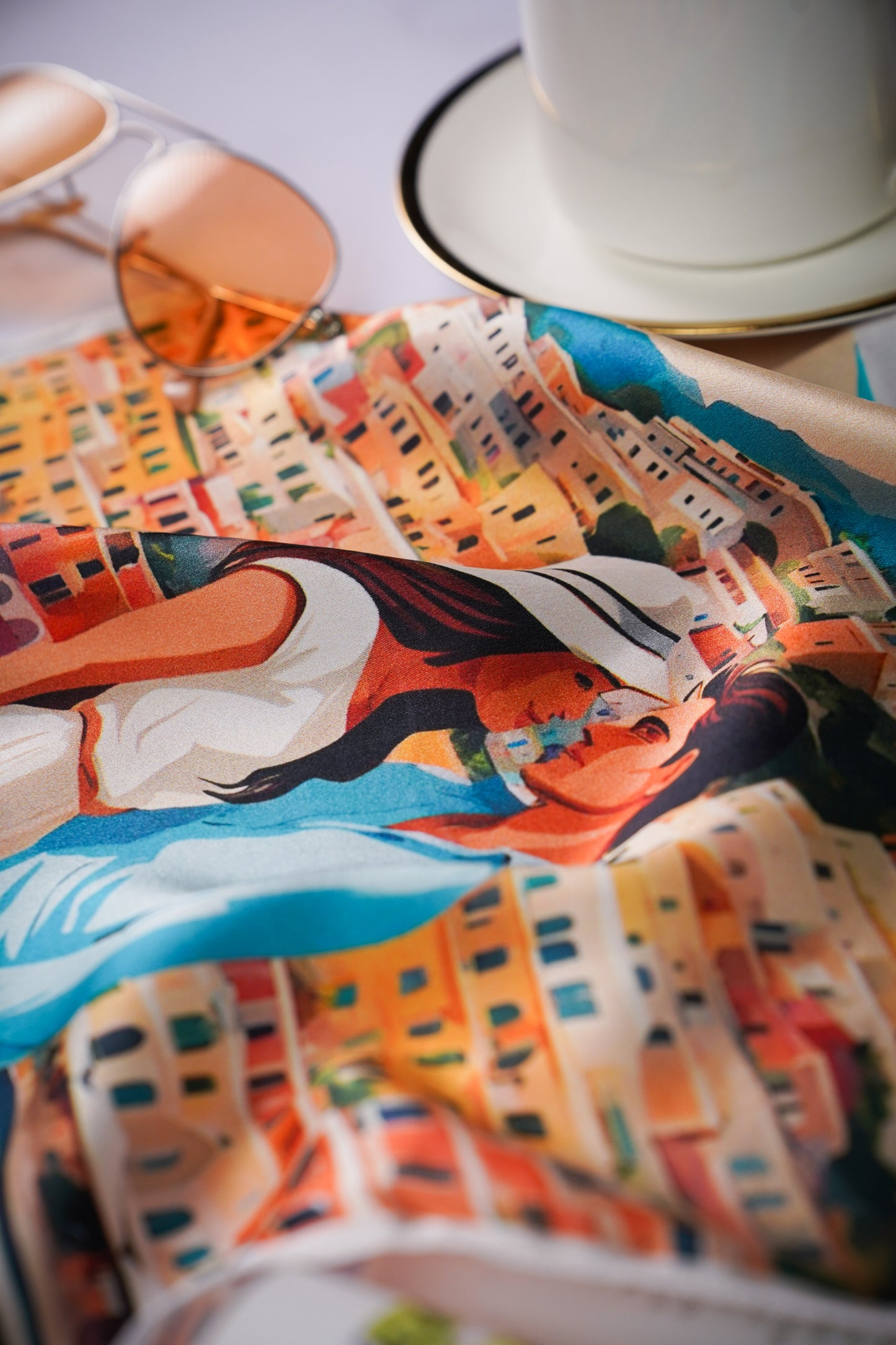 Amalfi Couple Pocket Square Blue & White