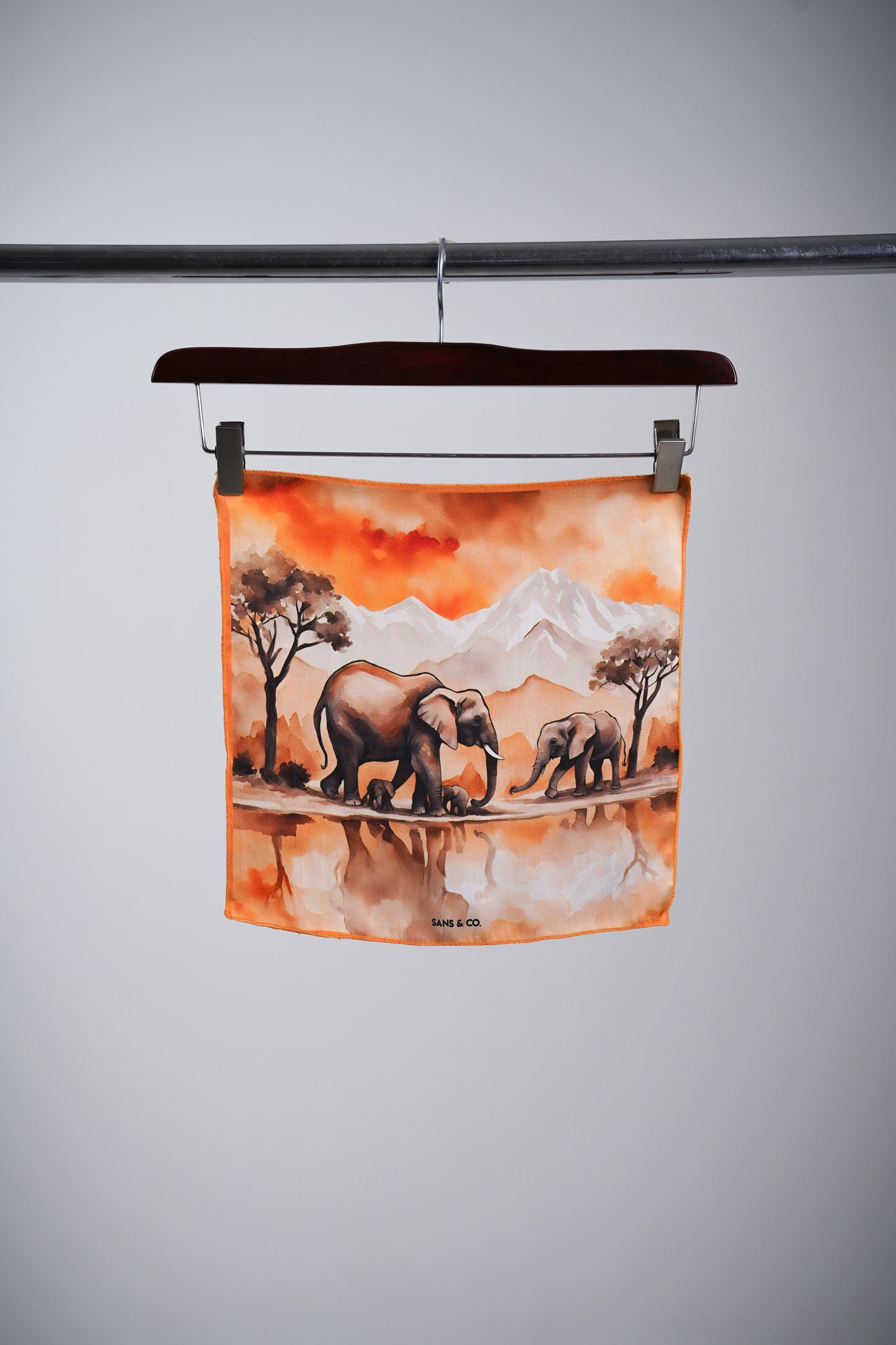 Elephants In the Wild Silk Pocket Square