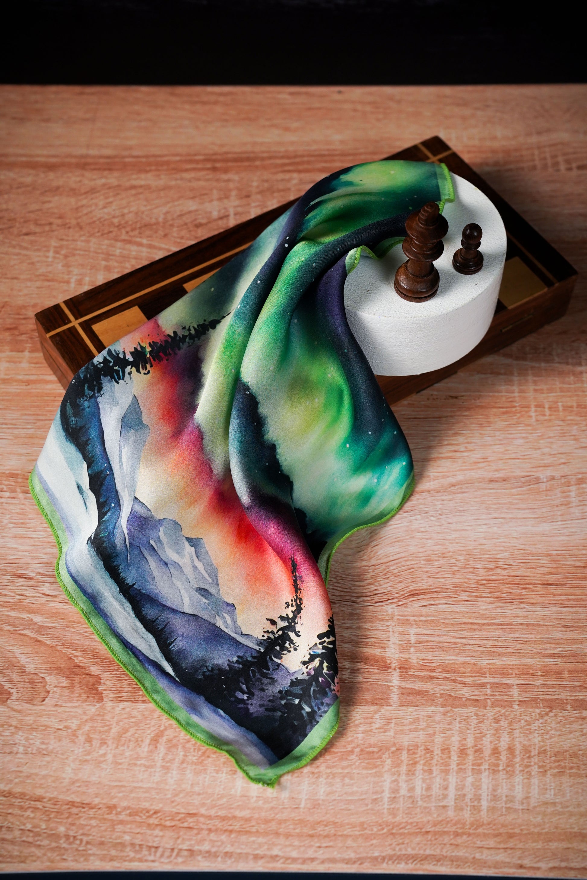Midnight Aurora Pocket Square 