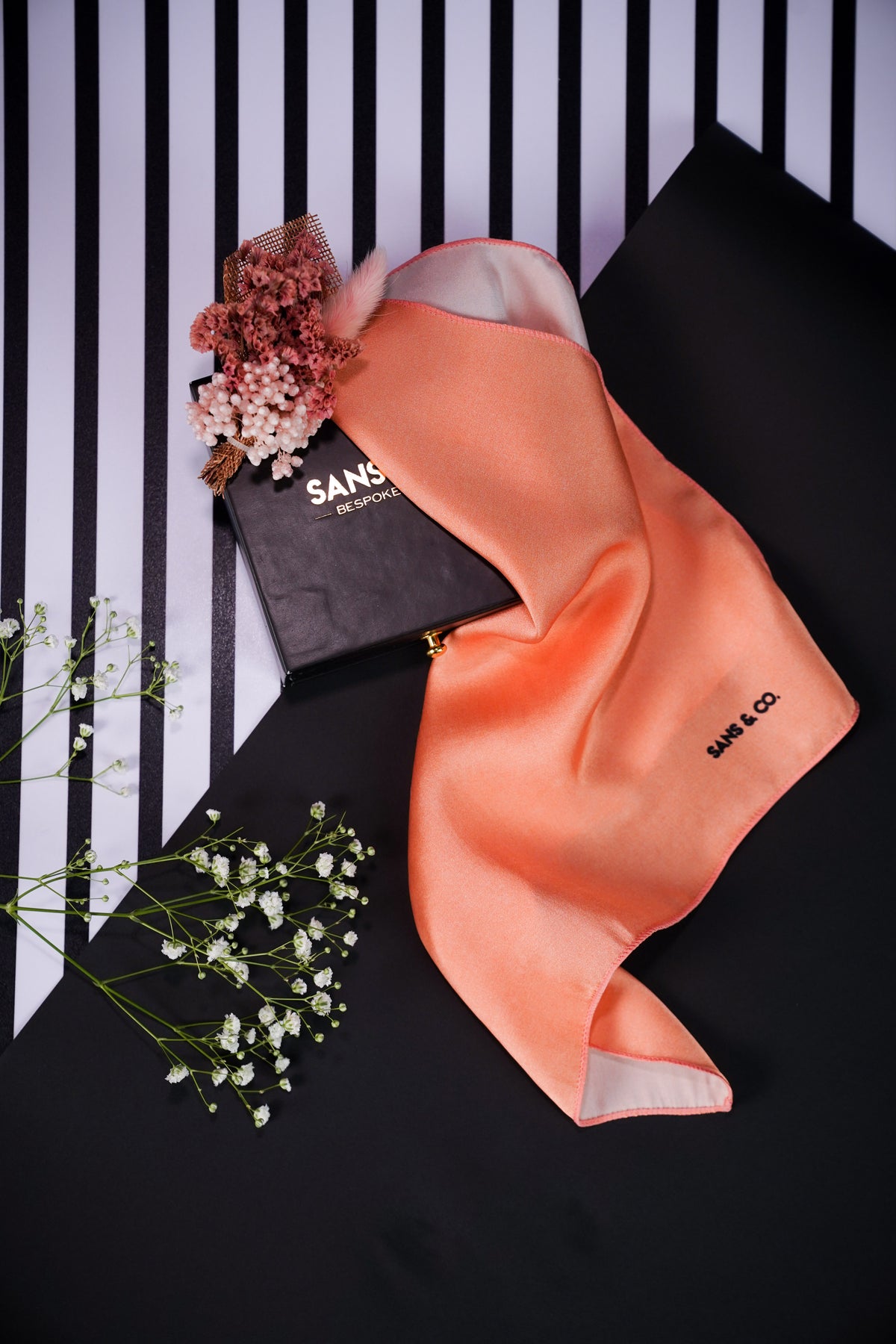Coral Blush Pocket Square