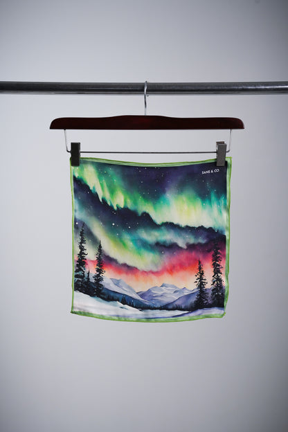 Northern Lights Midnight Aurora Pocket Square