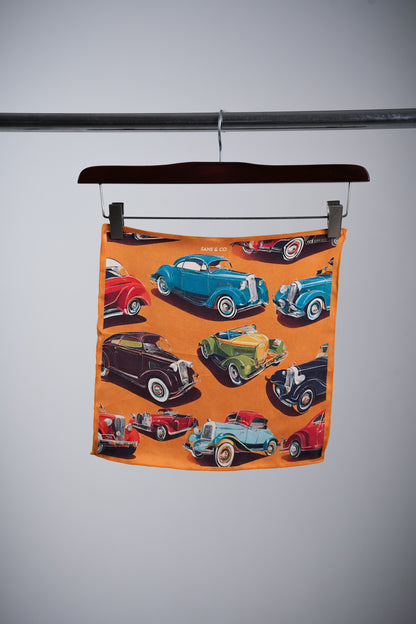 Timeless Drive: Vintage Cars Pocket Square